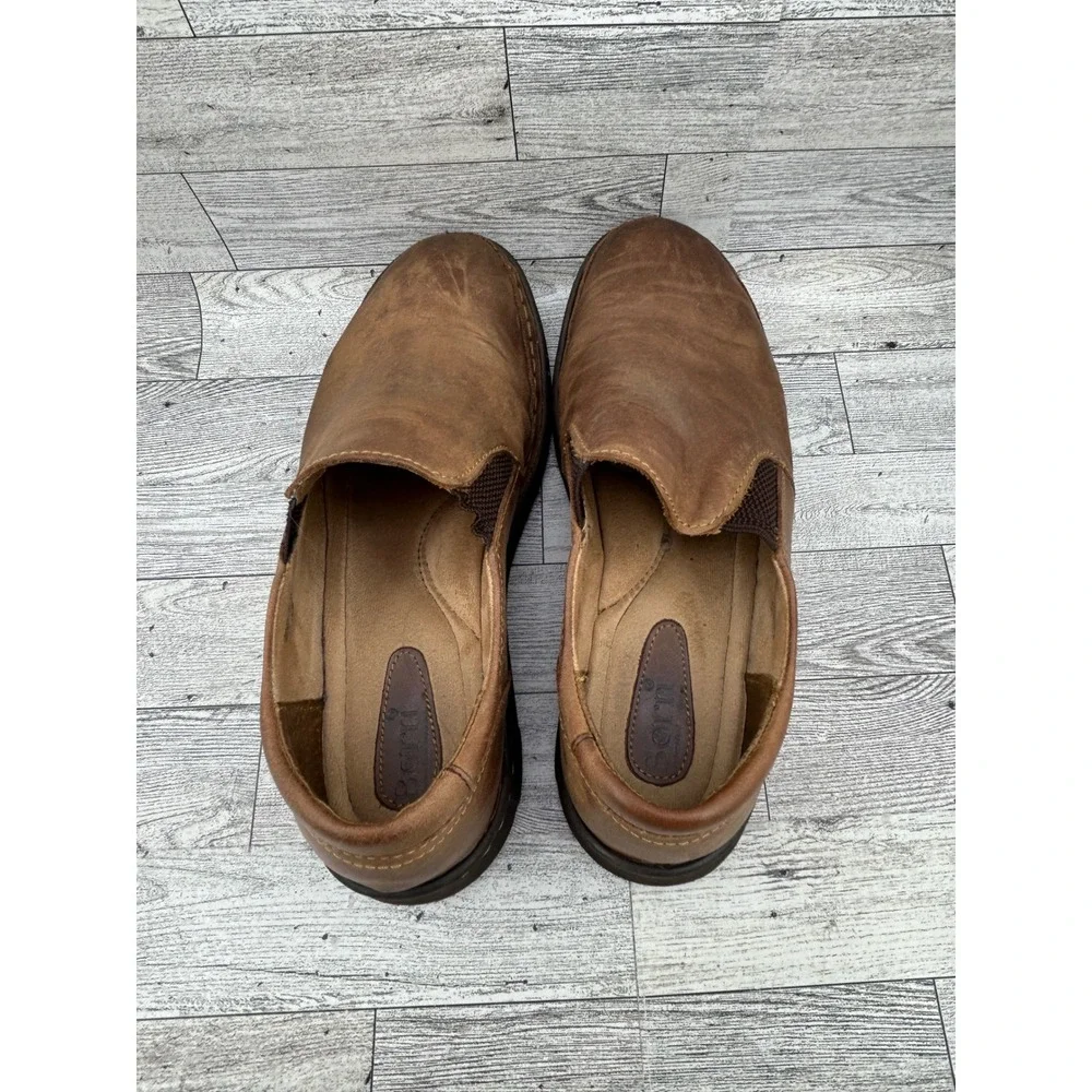 Born Mens Leather Slip On Loafers Brown‎ F33006 Tan Distressed Shoes Size 9.5 41